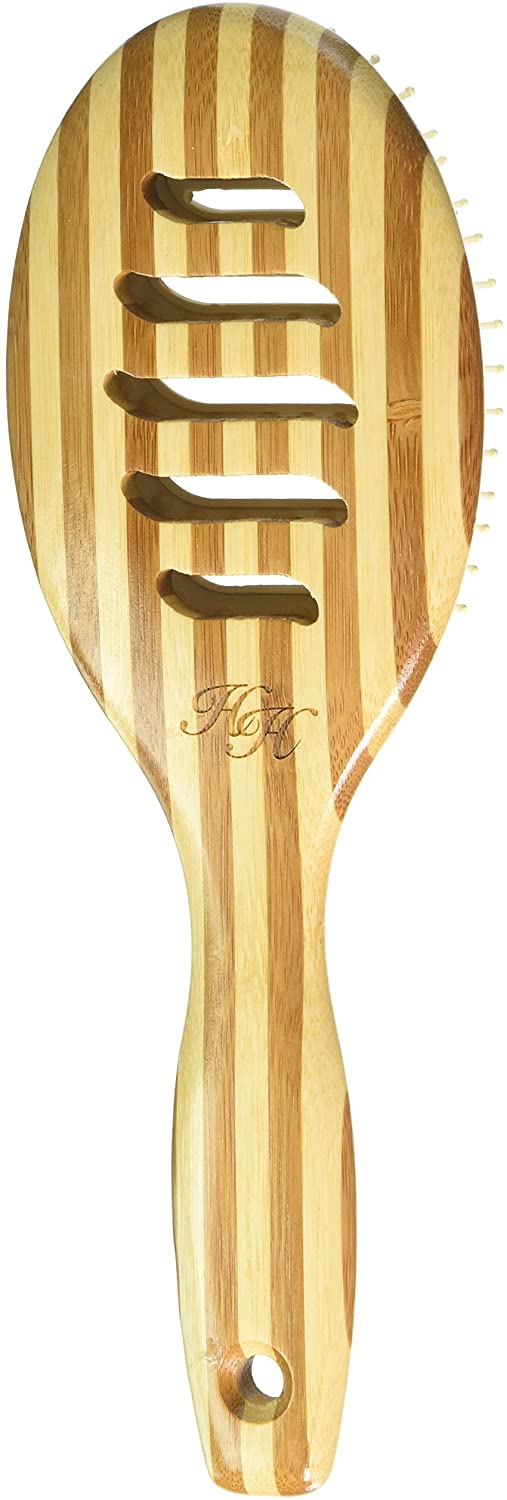Olivia Garden Bamboo Touch Brush - Eco-conscious Bamboo Detangle Hair Brush, Nylon Bristles - Size M, Bois, Vent - Image 2