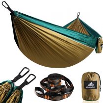NATUREFUN Ultra-Light Travel Camping Hammock | 300kg Load Capacity,(275 x 140 cm) Breathable,Quick-drying Parachute Nylon | 2 x Premium Carabiners,2 x Nylon Slings Included | Outdoor Indoor Garden