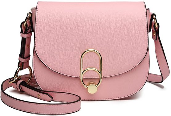 Miss Lulu Handbags Women Fashion Tassel Decoration Zipper Flap Small Shoulder Cross-Body Saddle Bag with Lock Closure - Image 3