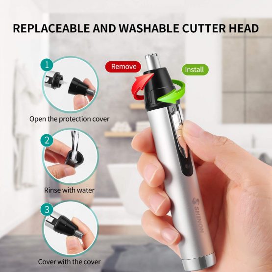 Ear and Nose Hair Trimmer Clipper, Professional USB Rechargeable Painless Facial Hair Trimmer for Men and Women, 4 in 1 Waterproof Hair and Beard Remover, Dual Edge Blades for Easy Cleansing - Image 4