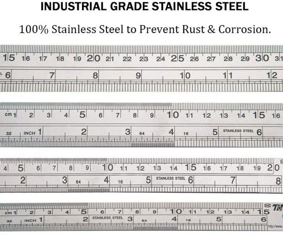 Classic Ruler 12 Inch Stainless Steel Ruler Straight Edge Metal Rulers for Measuring Tool 6 Pack Set - Image 2