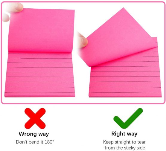 AIEX 3.95 x 3.95 Inch 6 Pack 300 Sheets Lined Sticky Notes Self-Stick Notes Lined Post Memos for Office, School and Home - 6 Assorted Bright Colors - Image 3
