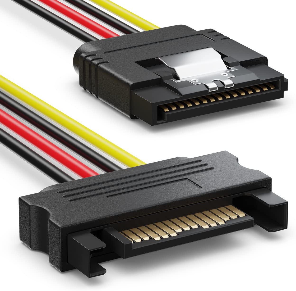 deleyCON SATA Cable Set 4x SATA III Cable with Straight Plugs + Power Adapter Cable, SSD HDD Hard Drive, red - Image 2