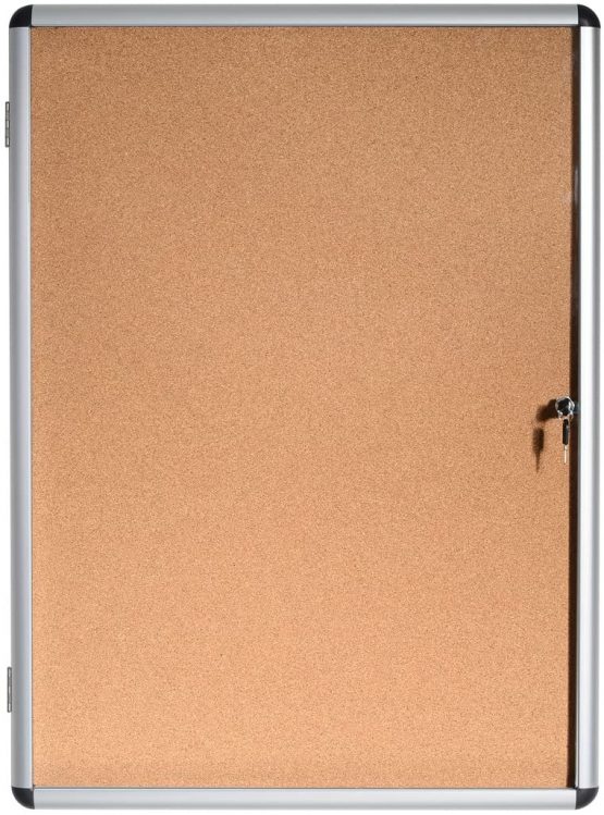 Bi-Office Display Case Enclore, Cork Surface, Acrylic Door, Aluminium Frame, 50 x 67.4 cm (4X A4)