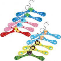 NUOLUX Baby Kids Cartoon Wooden Coat Clothes Pants Hook Hanger Rack Stands 10pcs(Random Pattern)