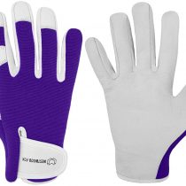 Ladies/Mens Leather Gardening Gloves Thorn Proof Garden work gloves (Medium, Blue)