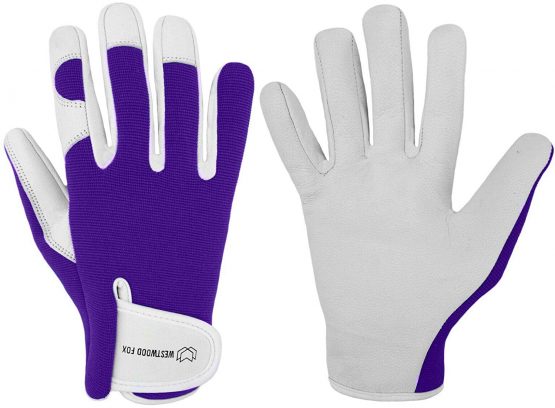 Ladies/Mens Leather Gardening Gloves Thorn Proof Garden work gloves (Medium, Blue)