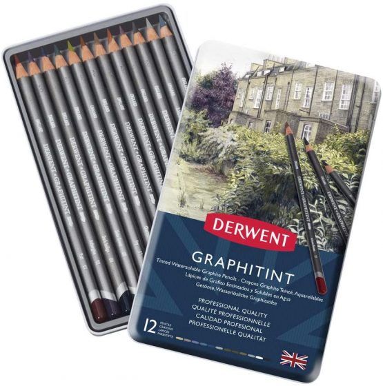 Derwent 700802 Graphitint Tinted Graphite Drawing Pencils, Watersoluble, Professional Quality,reySet of 12 - Image 2