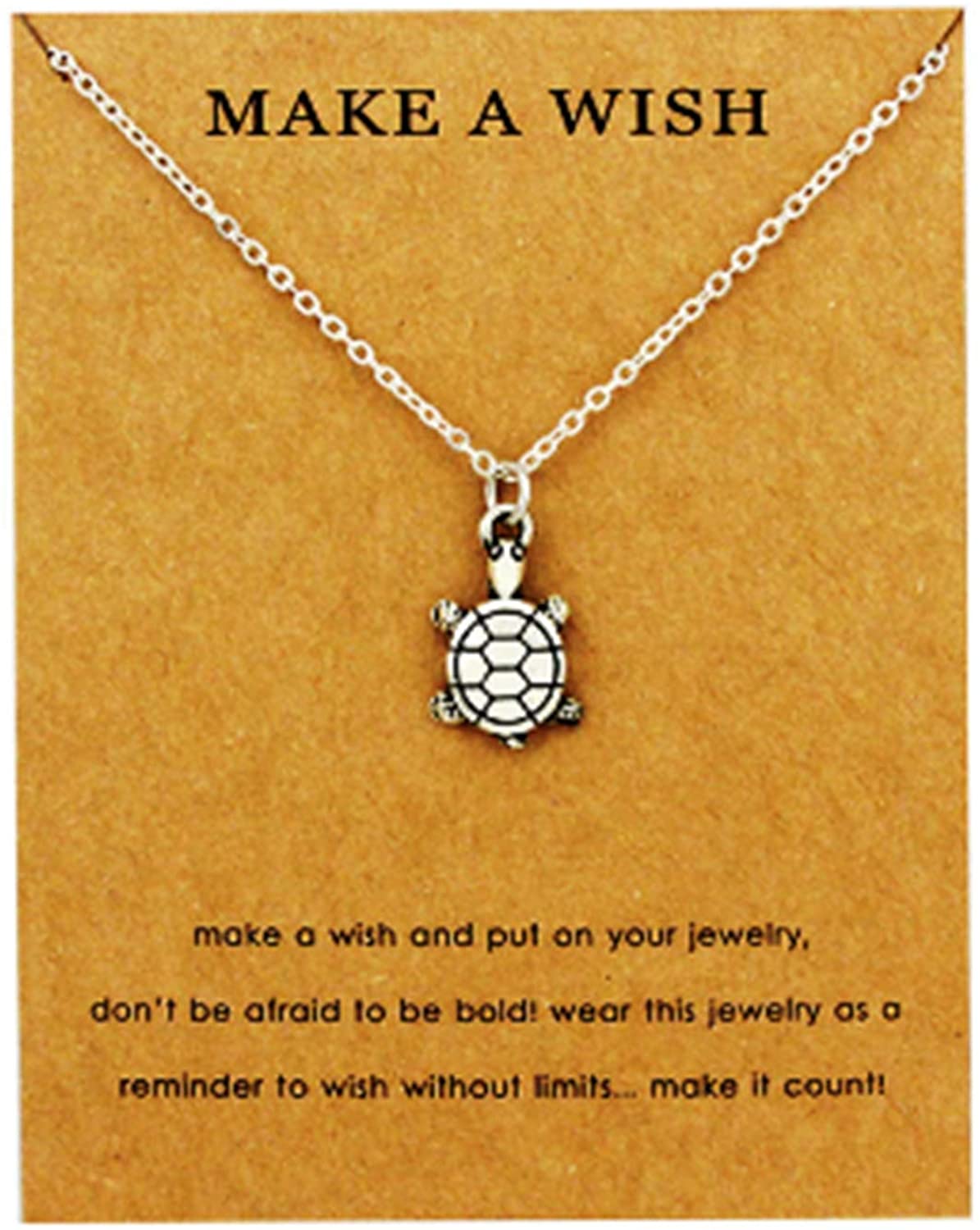 CrownOfRibbons Turtle necklace for women surfer pendant, beach jewellery, sea charm, silver, 52.5 cm