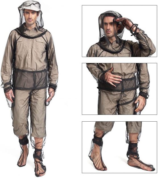 Lixada Anti-Mosquito Suit Lightweight Mesh Net Summer Bug Clothing with Jacket Gloves Pants for Fishing Camping Hunting Unisex