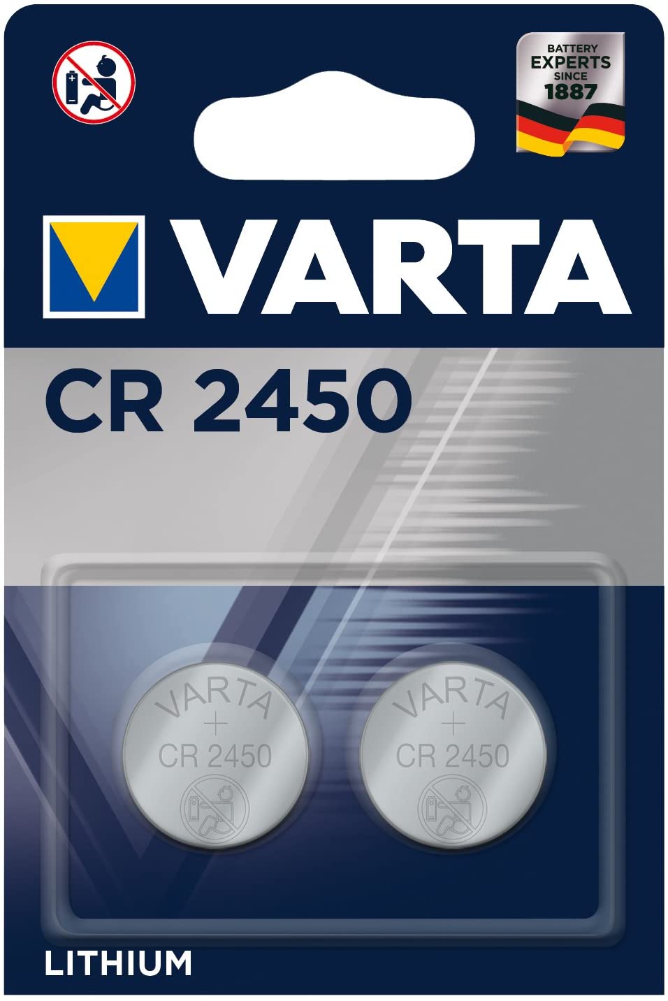 VARTA Batteries Electronics CR2450 Lithium button cell battery 2-pack, Button cells in original blister pack of 2