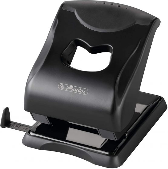 Herlitz 50025428 File Punch 4 mm with Stop Rail Black