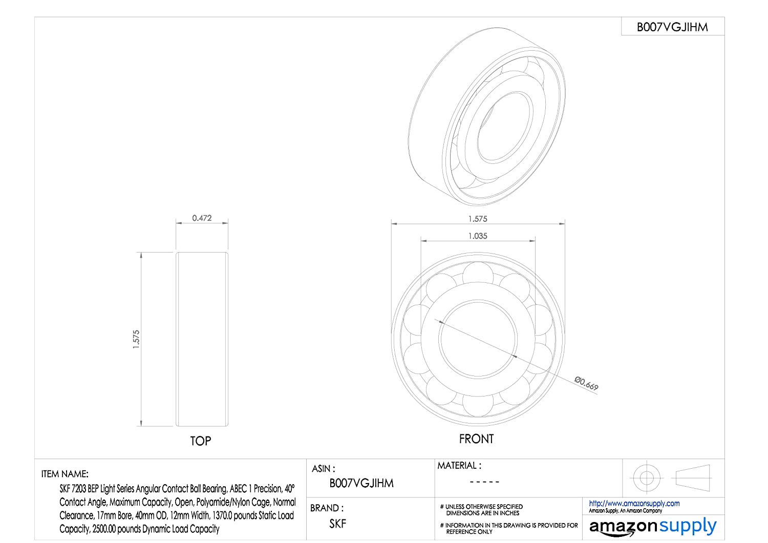 SKF 7203 BEP Angular Contact Radial Ball Bearing, steel - Image 2