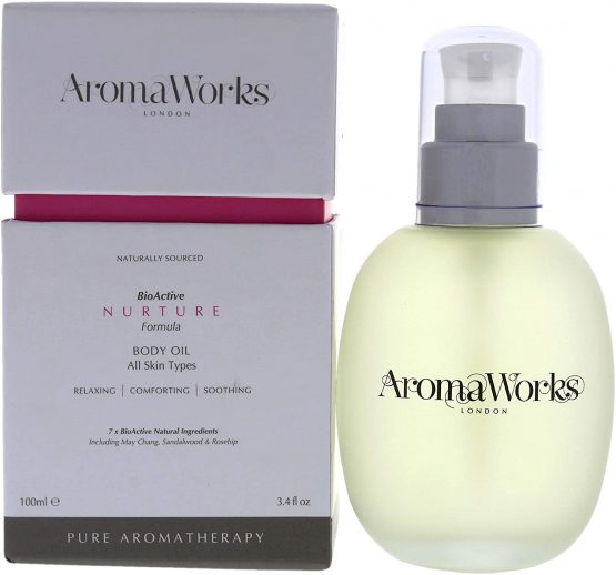 AromaWorks - Nurture Body Oil - All Skin Types - Relaxing - Comforting - Soothing - Bio Active Natural Ingredients - Maychang - Sandalwood and Roseship - Naturally Sourced - 3.4 oz/100 ml