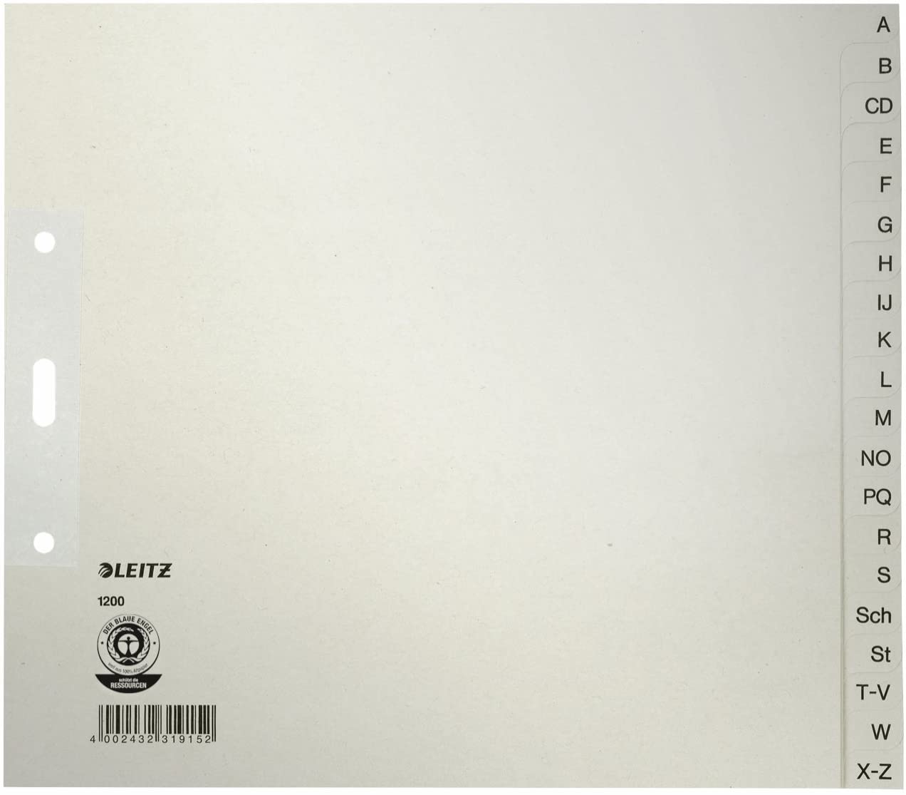 Leitz 12003085 Index Sheets Blank A4 Paper 20 Sheets Pack of 5 Grey, gray
