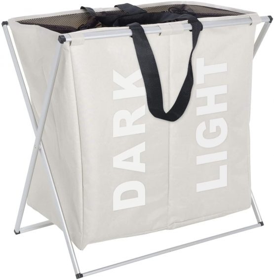 Wenko Laundry bin Duo in beige, Fabric, 38 x 59 x 57 cm