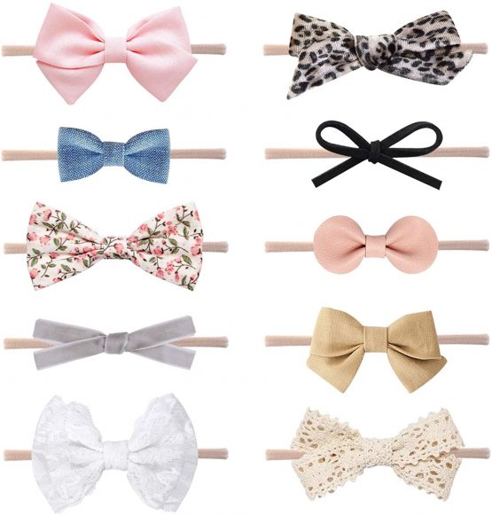 DRESHOW Baby Girl Nylon Headbands Newborn Infant Toddler Hairbands and Bows Child Hair Accessories