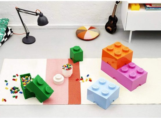LEGO Brick 4 Knobs Stackable Storage Box, Bright Orange, 5.7 Litre - Image 2