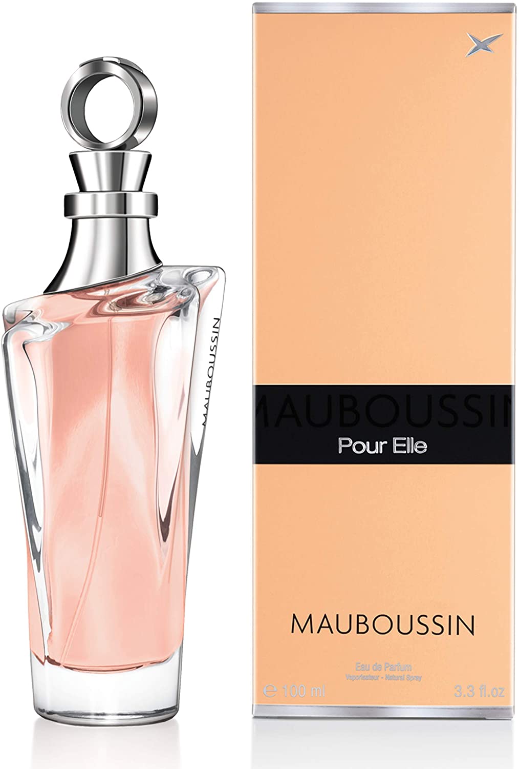 Mauboussin - Pour Elle 100ml (3.3 Fl Oz) - Eau de Parfum for Women - Floral & Fruity Scents, Beige & Black, 100 ml (Pack of 1)