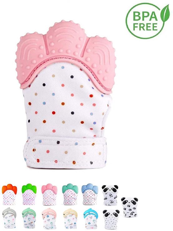 Funky Planet Teehing Mitten for Babies - Silicone Baby Glove for Sore Gums, Cutting Teeth & Soothing Pain (Blue)
