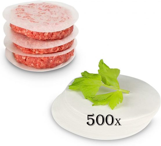 Belmalia ► 500 Sheets ◄ of Parchment Paper, Round Baking Paper for perfect Burgers, Hamburgers, Cheeseburgers, Patties, Meatballs, Frying pan, Barbecue, Non-stick, Greaseproof, 11cm