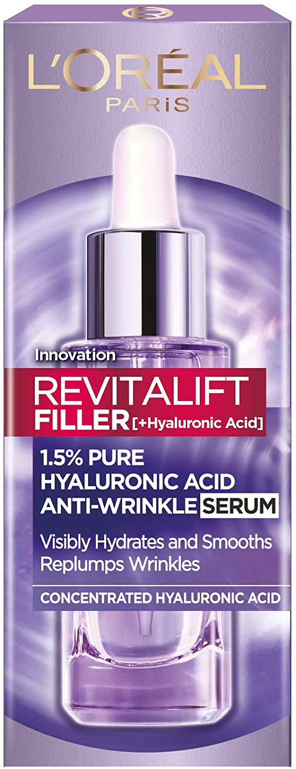 L'Oréal Paris Hyaluronic Acid Serum, Revitalift Filler 1.5% Pure Concentrated HA, Anti-Wrinkle Dropper Serum