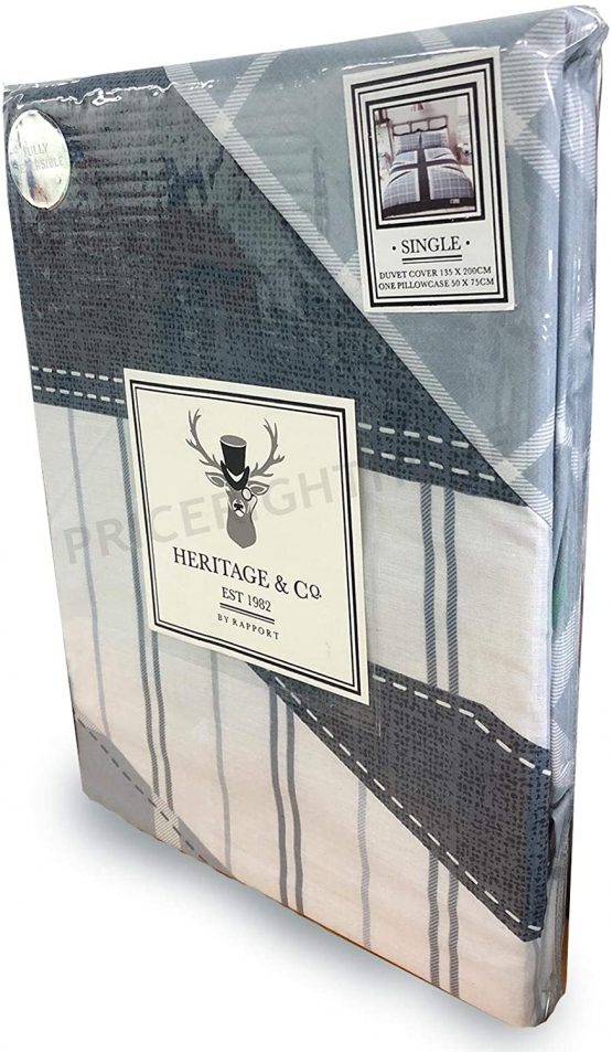 Rapport Home Cool Britania Quilt Duvet Cover Bed Set, Polyester, Denim, Single - Image 2