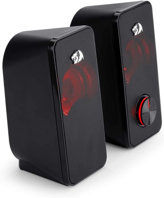 Redragon GS500 Stentor PC Gaming Speaker, 2.0 Channel Stereo Desktop Computer Speaker with Red Backlight, Quality Bass and Crystal Clear Sound, USB Powered with a 3.5mm Connector - Image 4