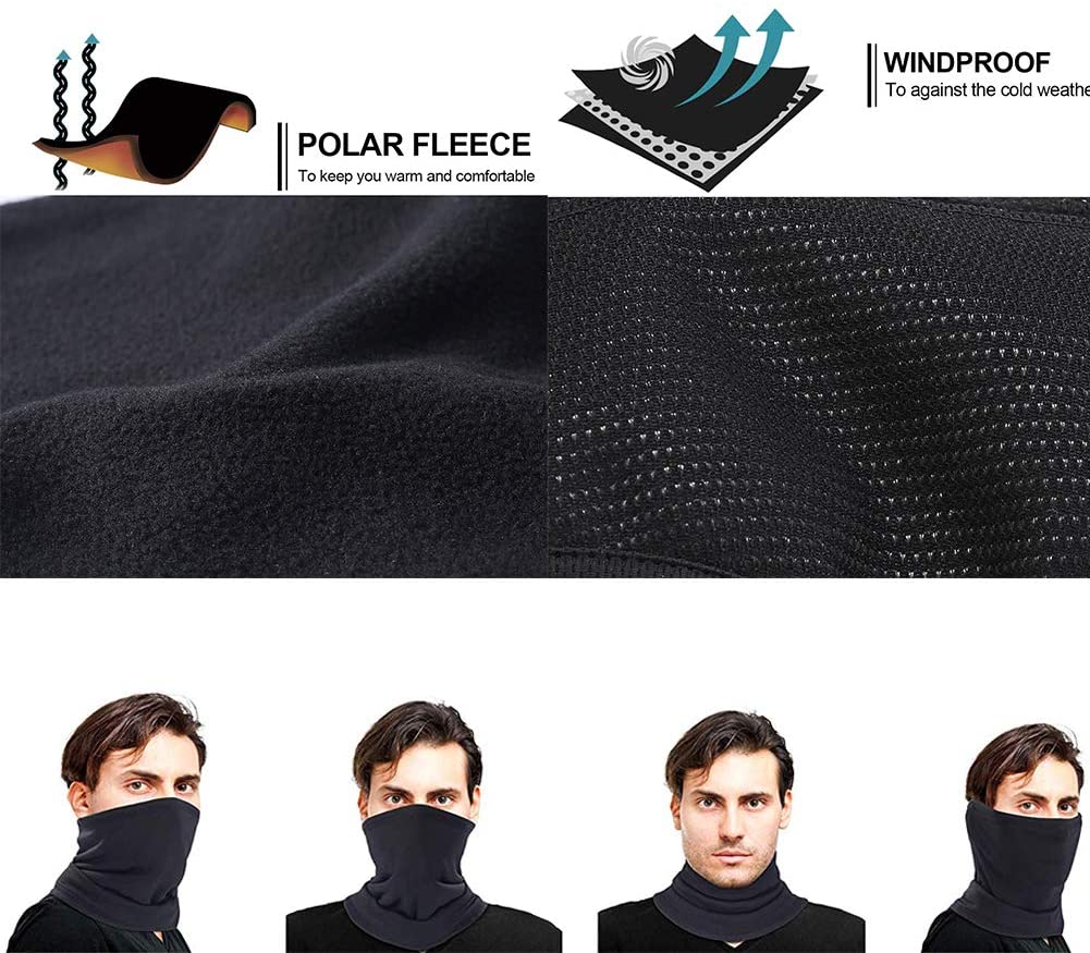 WENTS Neck Warmer Multifunctional Scarf Unisex Micro Fleece Mask Windproof Pilling Resistant For Walking Running Motorcyclists 2Pcs - Image 3