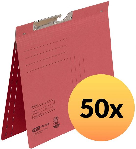 Elba 90451BL Suspension File Manila Cardboard Recycled Material 250 g/m² Commercial Binding and Slit Pack of 50 Blue Hanging Files, Manila Cardboard (Rc) 250G / M² red