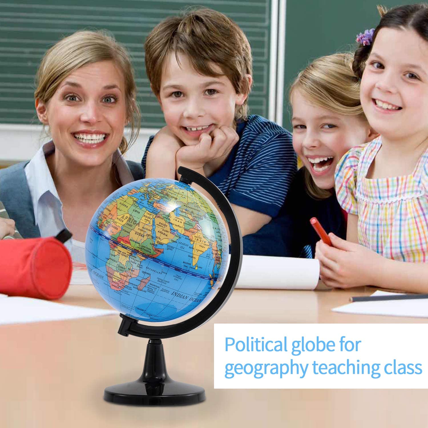Fun Lites 10.6CM World Globe for Kids Learning Educational Rotating World Map Globes Mini Size Decorative Earth Children Globe for Classroom Geography Teaching Desk and Office Decoration - Image 4