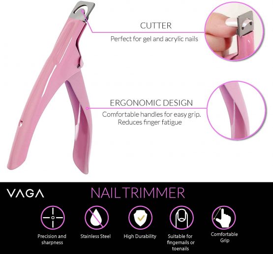 Best Deal Professional Quality Manicure Pedicure Nail Art Tools Set With Pack of 3 Metal Tools Including Pushers And Nipper/Trimmer And False Nails/Tips Clipper/Edge Cutter By VAGA - Image 2