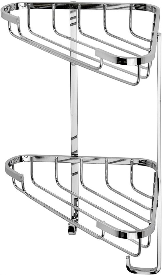 Croydex QM390841 Two Tier Stainless Steel Small Corner Basket Shower Caddy, 10 Year Rust Free Guarantee