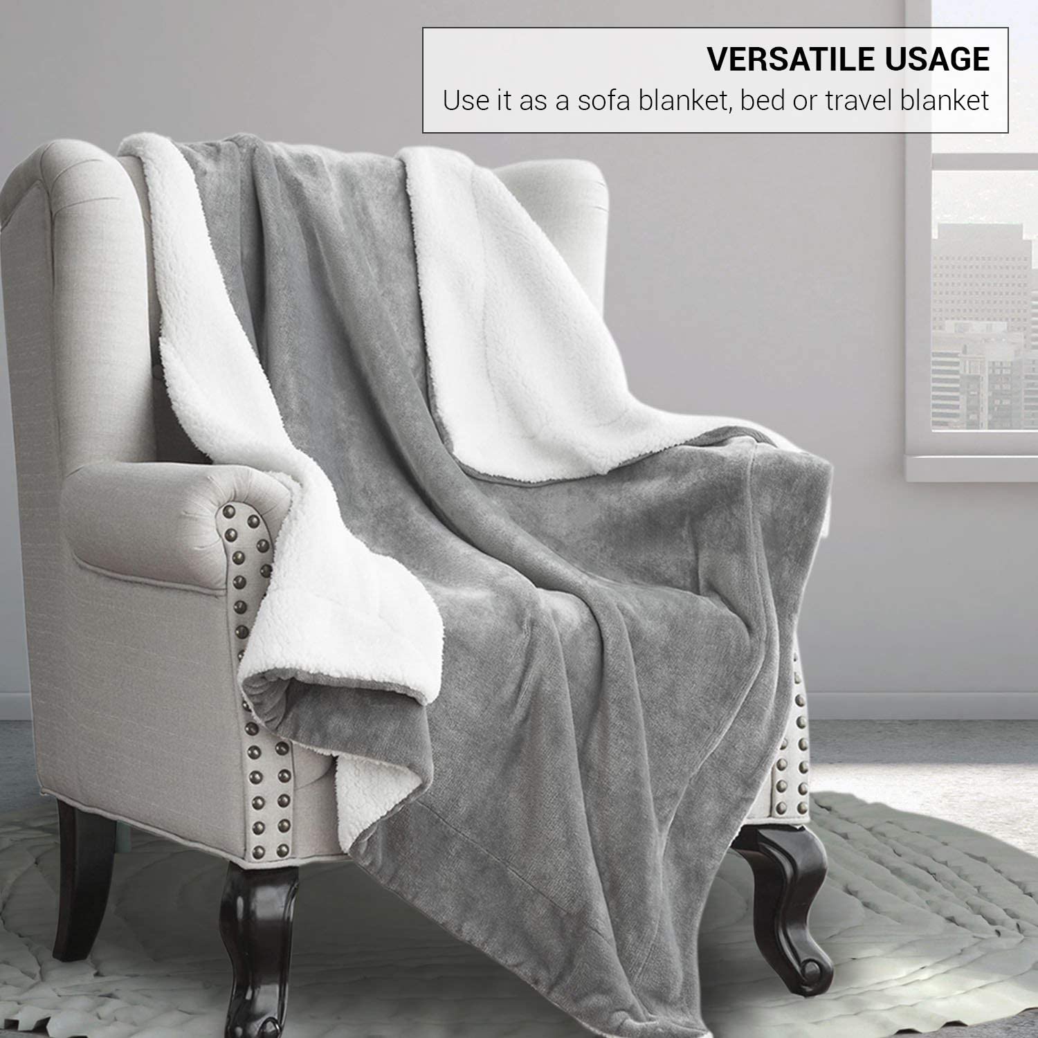 VIA MONTEN Sherpa Fleece Throw Blanket - Image 3
