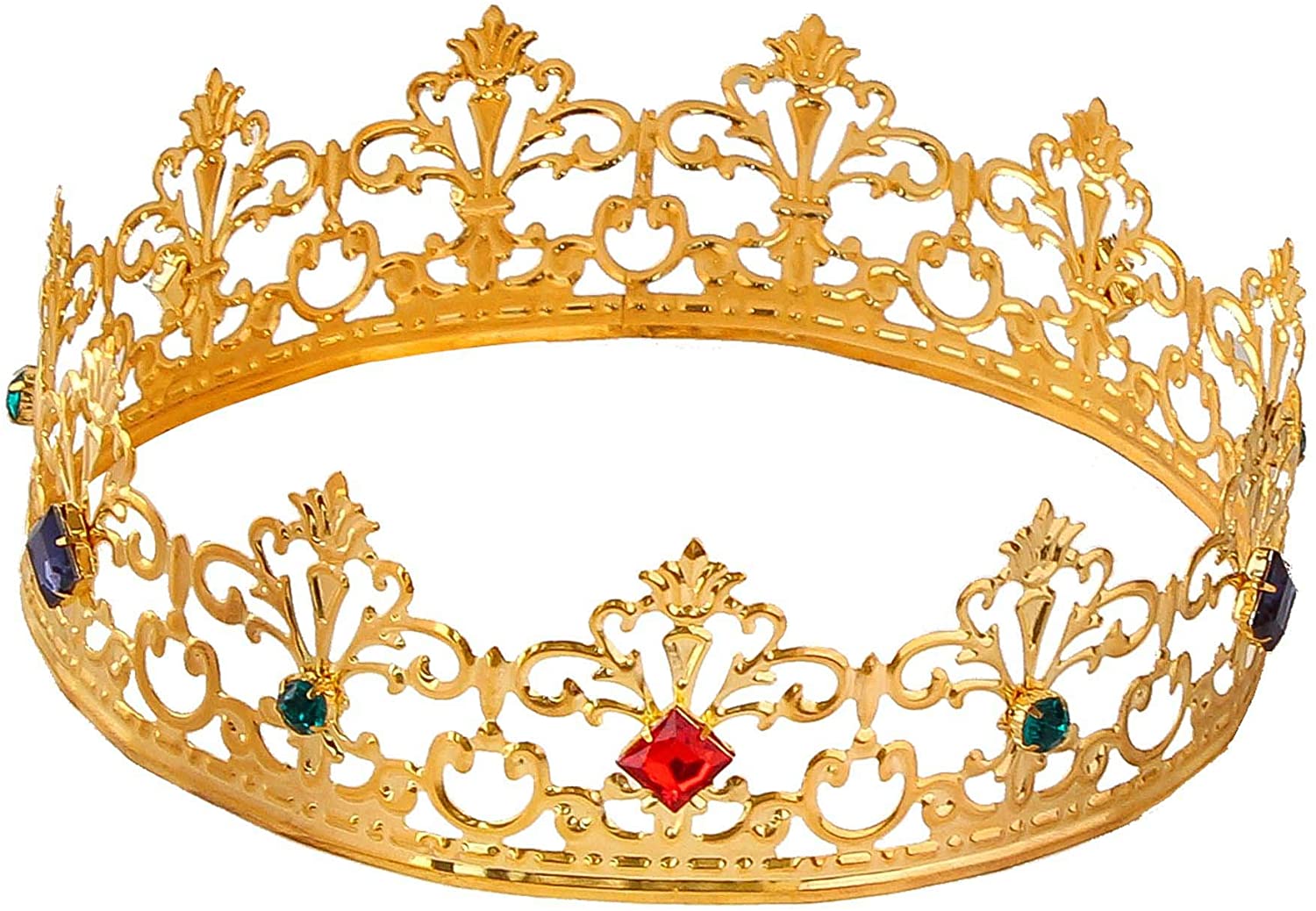 Widmann 09561 - Royal Crown with Gemstones, Jewellery, Headpiece, King, Carnival, Theme Party, Gold