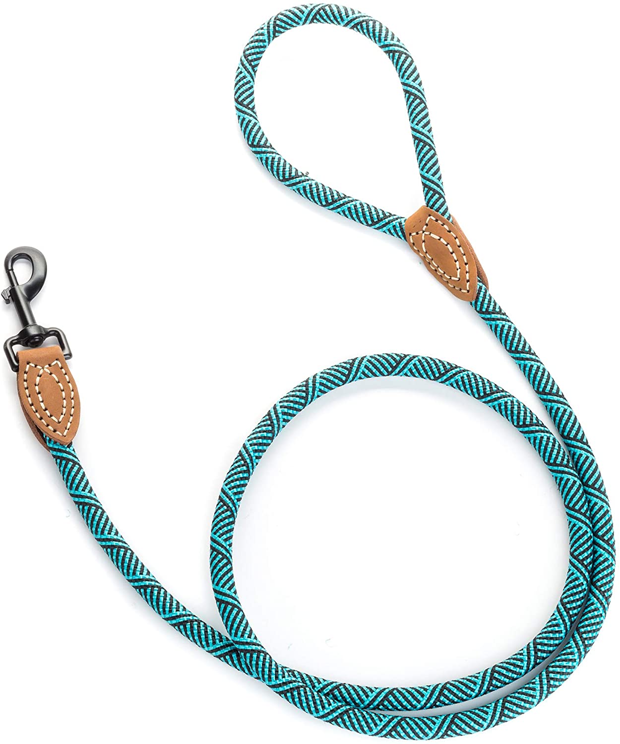 Mile High Life Rope Leash with Genuine Leather Connection, 6 FT/5 FT/4 FT, Heavy Duty Leash for Medium & Large Dogs(Green,48 Inch-1/2") - Image 4