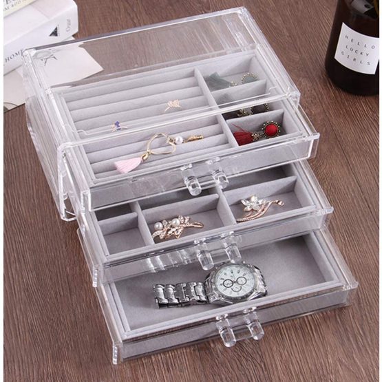 EXLECO Jewelry Box Jewelry Organizer for Women and Girl with 3 Drawers Storage Box for Jewelry Clear Acrylic Jewelry Display Case for Earring Bracelet Ring Necklace - Image 4