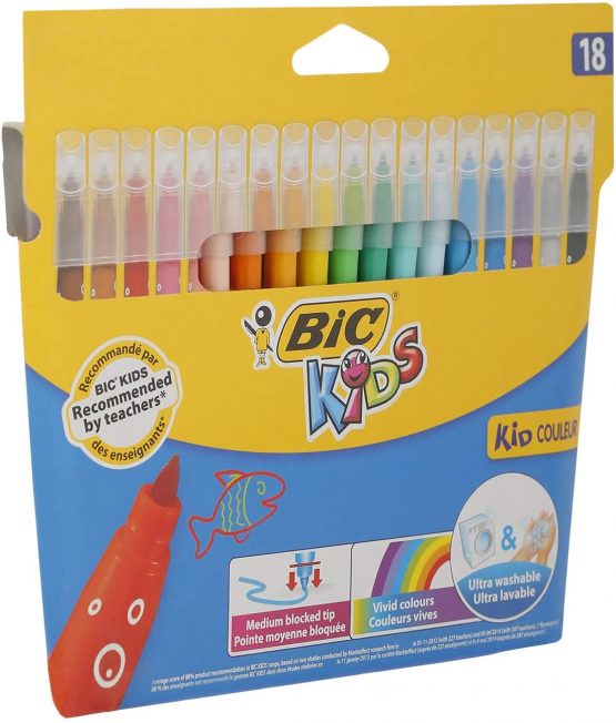 BIC Kids Kid Couleur Felt Tip Colouring Pens - Assorted Colours, Cardboard Wallet of 18 - Image 3