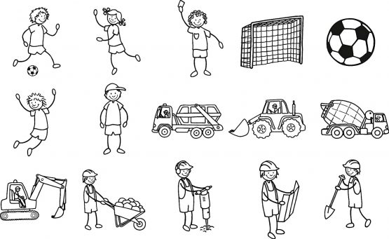 Baier & Schneider Footballer & Construction Wooden Rubber Stamps Stamp Set for Children, 1.5 x 1.5 - Image 4