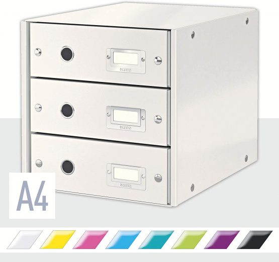Leitz Drawer Cabinet, 3 Drawers, A4, Click and Store Range 60480001 - White
