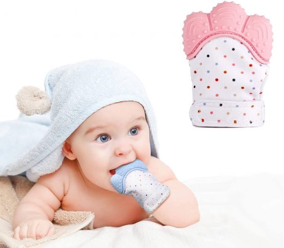 Funky Planet Teehing Mitten for Babies - Silicone Baby Glove for Sore Gums, Cutting Teeth & Soothing Pain (Blue) - Image 2