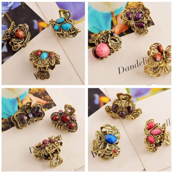 12 Pcs Mini Hair Clips Vintage Mini Jaw Claw Clips Mini Metal Hair Clamps Mini Butterfly Jaw Clips for Girl Women Hair DIY Accessory ( Random Style ) - Image 3