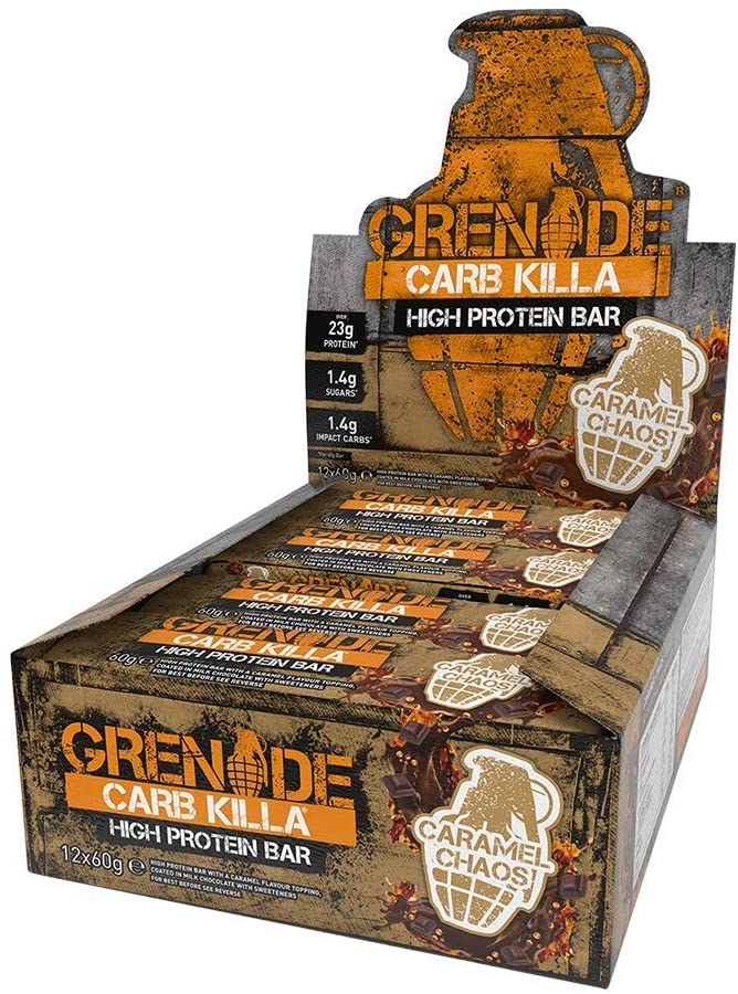 Grenade High Protein, Low Sugar Bar - Caramel Chaos, 12 x 60 g (Packaging May Vary), New
