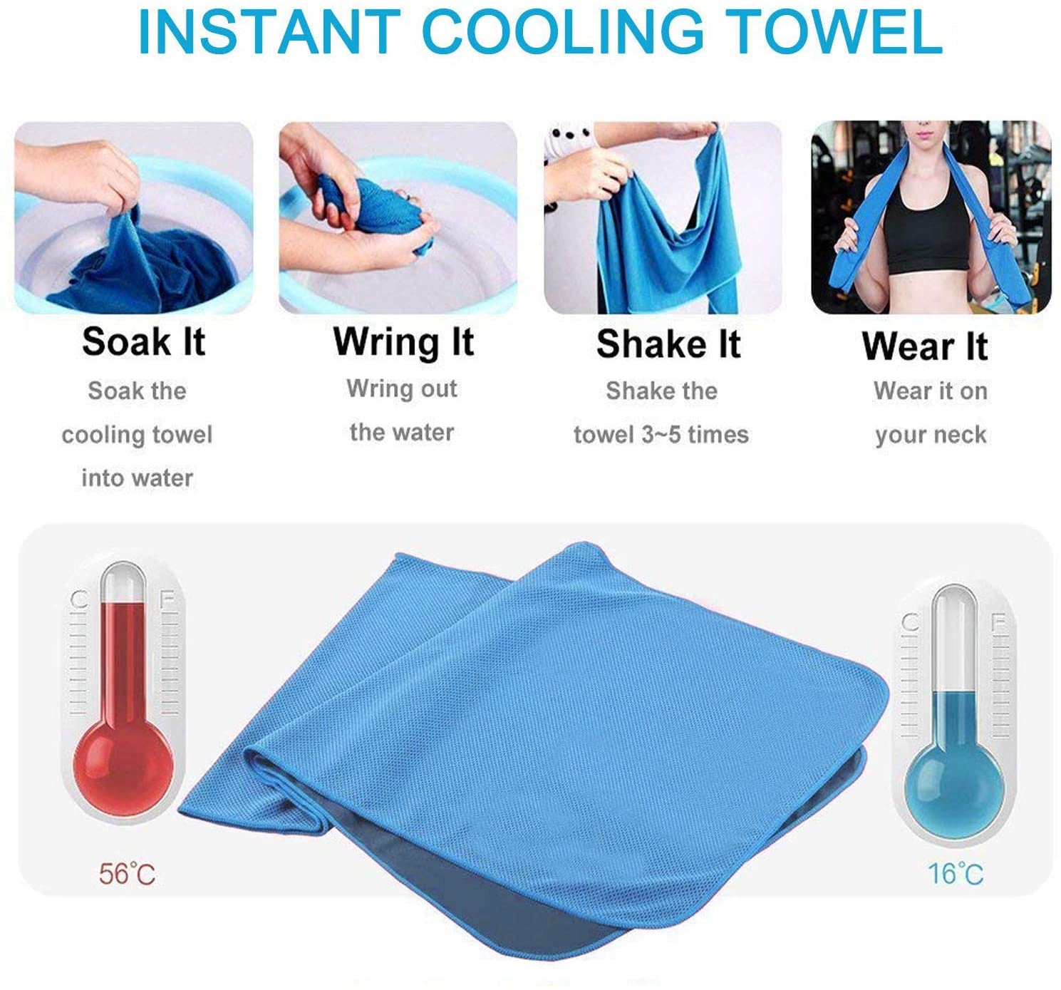 Ruiuzi Cooling Towels Ice Towel 3 Pcs for Sports,Gym Microfibre Towel for Men or Women Ice Cold Towels for Yoga Gym Travel Camping Golf Football & Outdoor Sports - Image 2