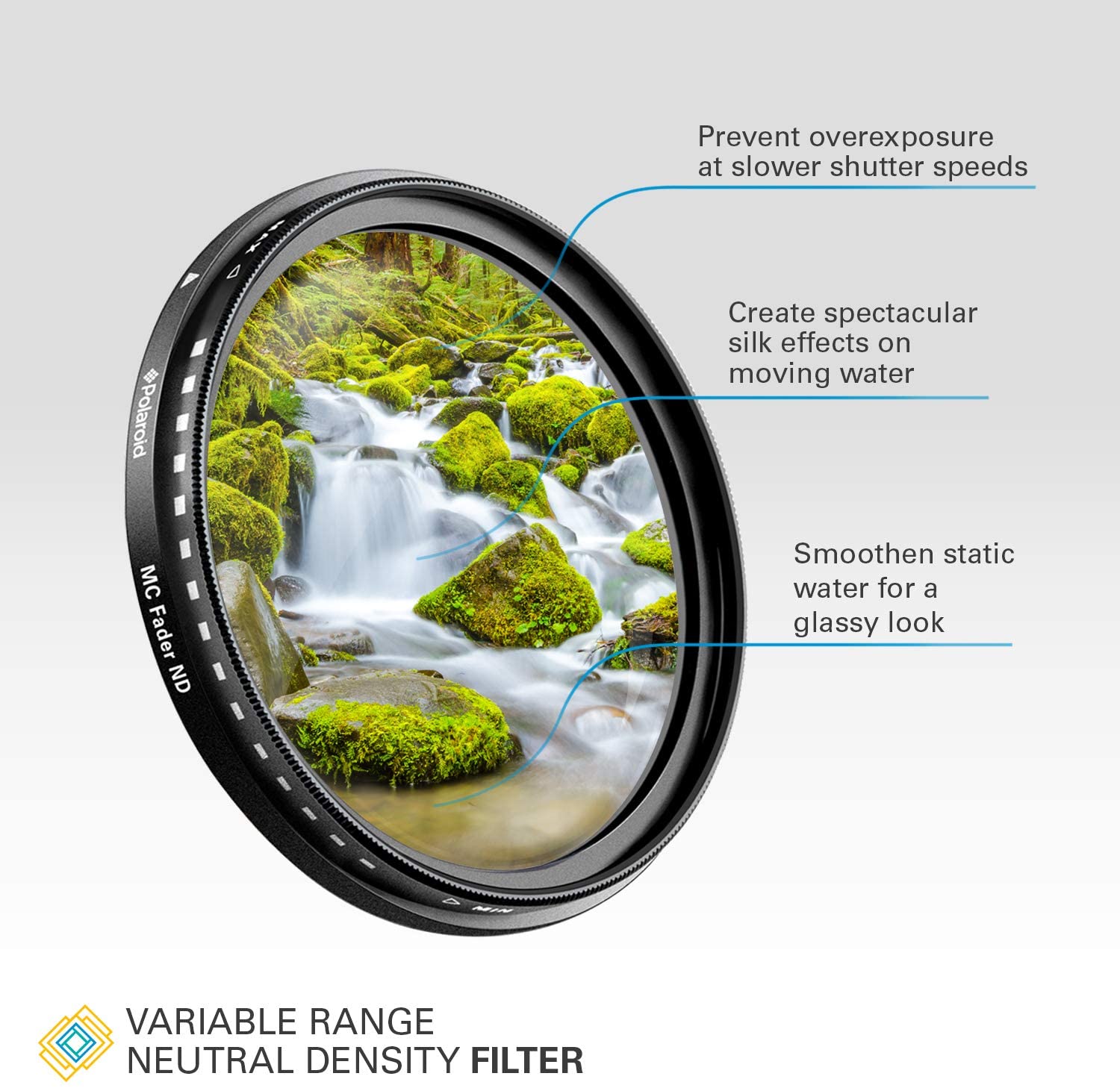 Polaroid Optics Multi-Coated Neutral Density Fader Filter Variable Range ND2-ND2000, 52 mm, Black, 2.05 x 2.05 x 0.39 Inches - Image 2
