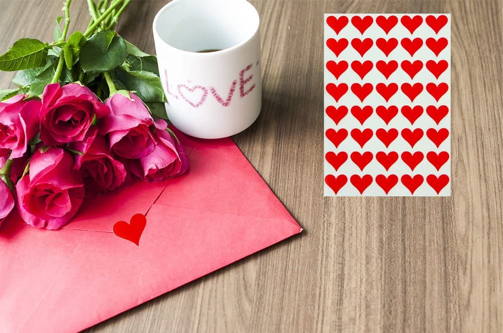Royal Green 19MM (2CM) Red Heart Shaped Stickers Valentine Stickers for Party Favors 600 Pack - Image 2