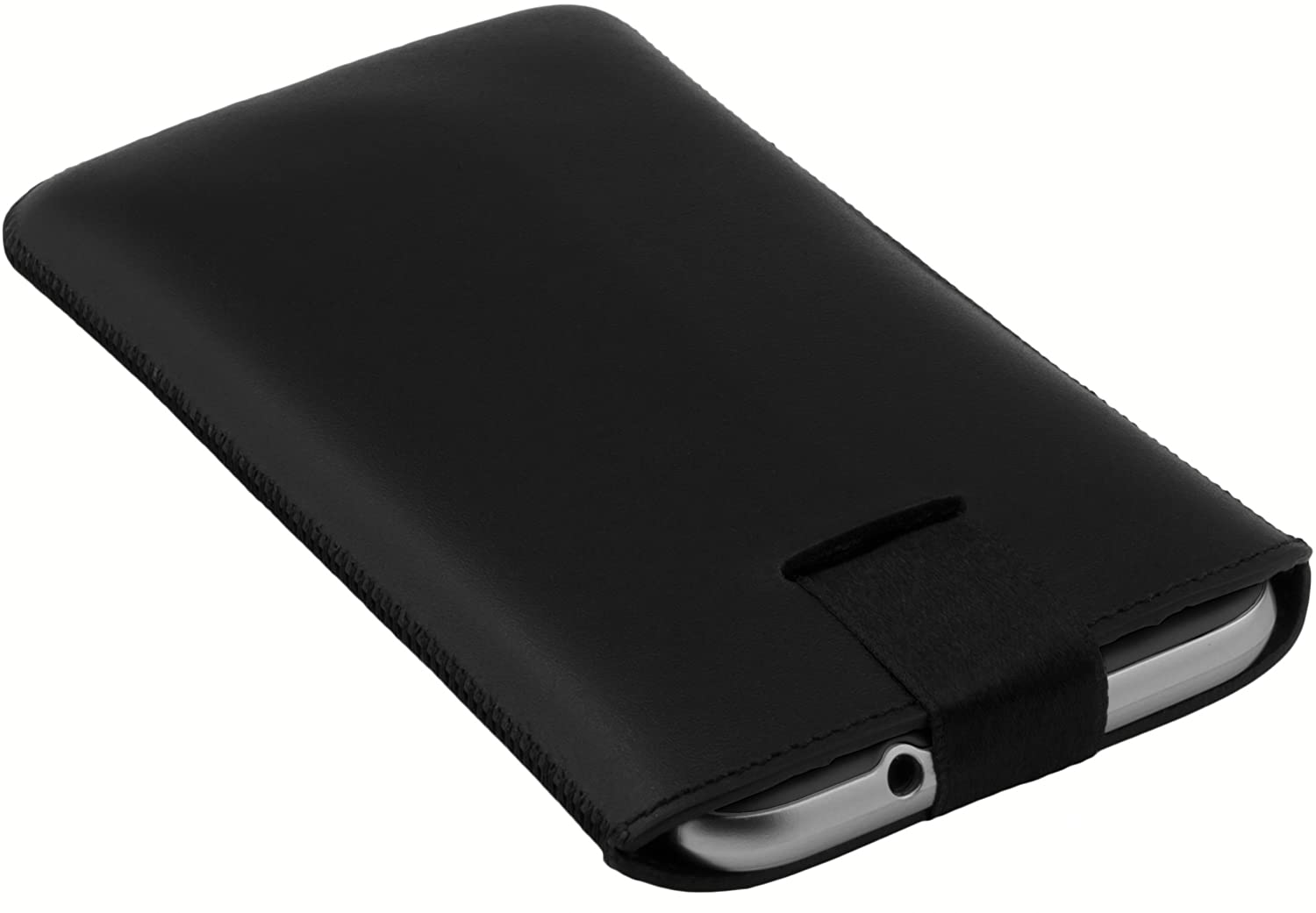 mumbi Genuine Leather Case with Tab Closure for Samsung Galaxy S4, Black - Image 4