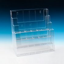 taymar® Table Brochure Stand XXL Stand Various DIN Formats, 4 Levels, Transparent