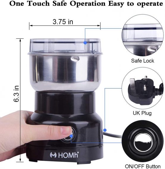 Coffee Grinder Electric Spice Grinder 150W - Stainless Steel Blades & Overheat Protection Coffee Mill Grinder for Coffee Bean, Nut, Spices, Seeds, Grains - Image 2