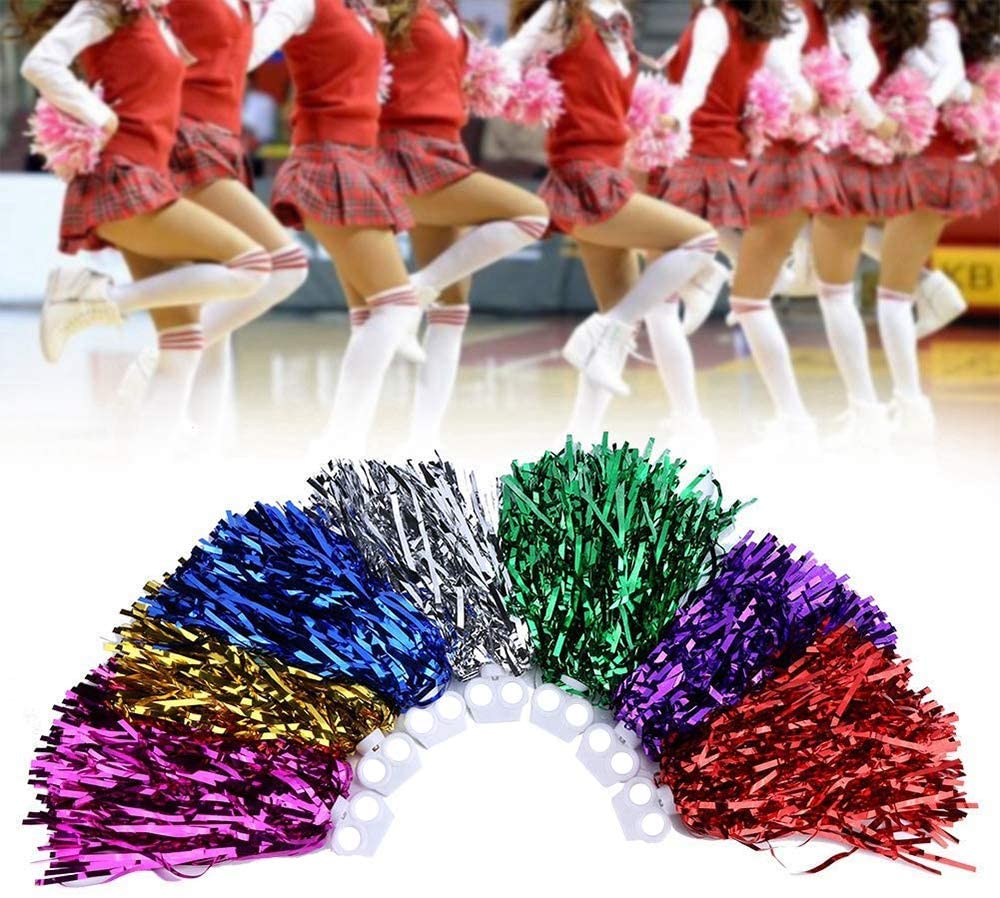 AUHOTA 24Pcs Metallic Cheerleading Pom Poms for Kids, 12 Pair ...